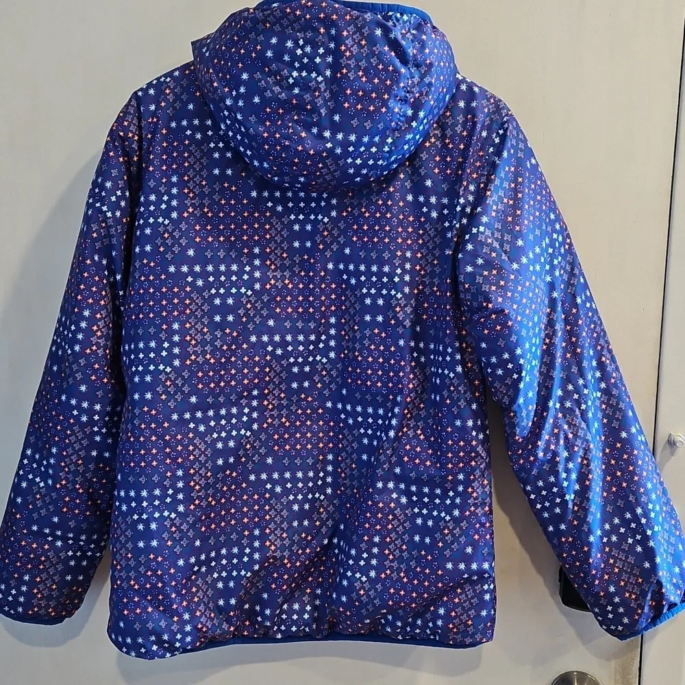 Columbia Reversible Blue And PINK Floral Puffer Fleece Jacket XL (18/20)
